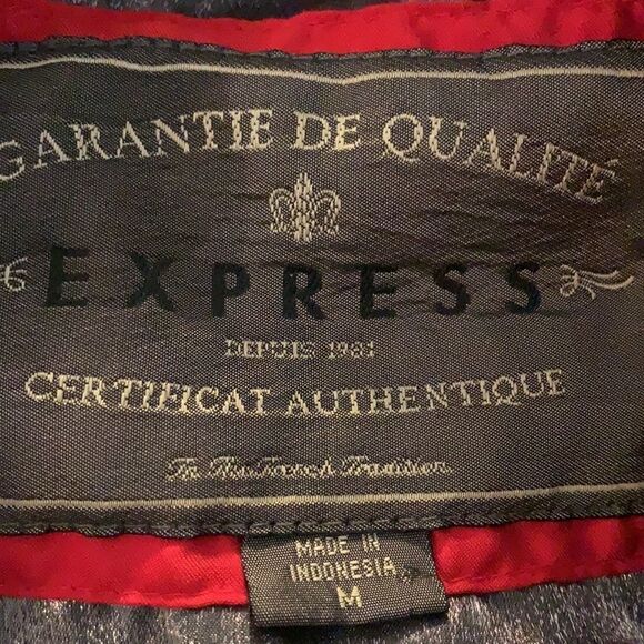 EXPRESS red coat front zipper four front pockets detachable collar - Picture 7 of 8